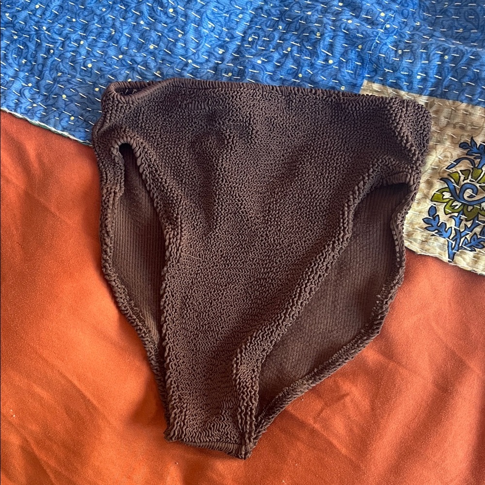 YouSwim Brown Textured High-Waisted Bikini Bottom